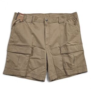 NWT Roundtree & Yorke Cargo Shorts‎ 42 Brown Classic Fit 7" Inseam Elastic